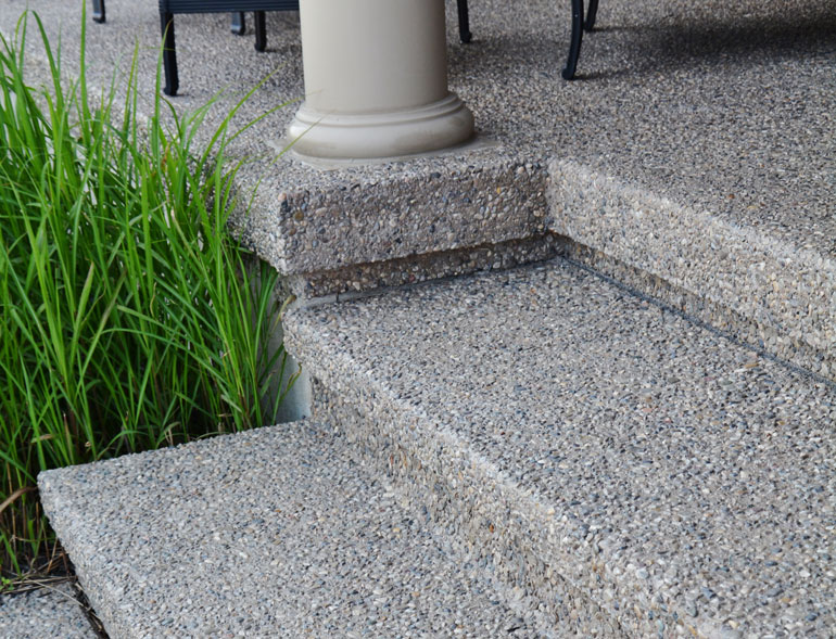 Concrete steps with rail